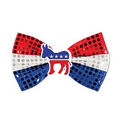 3" x 6-1/2" Glitz 'N Gleam Patriotic Bow Tie w/ Custom Printed Icon